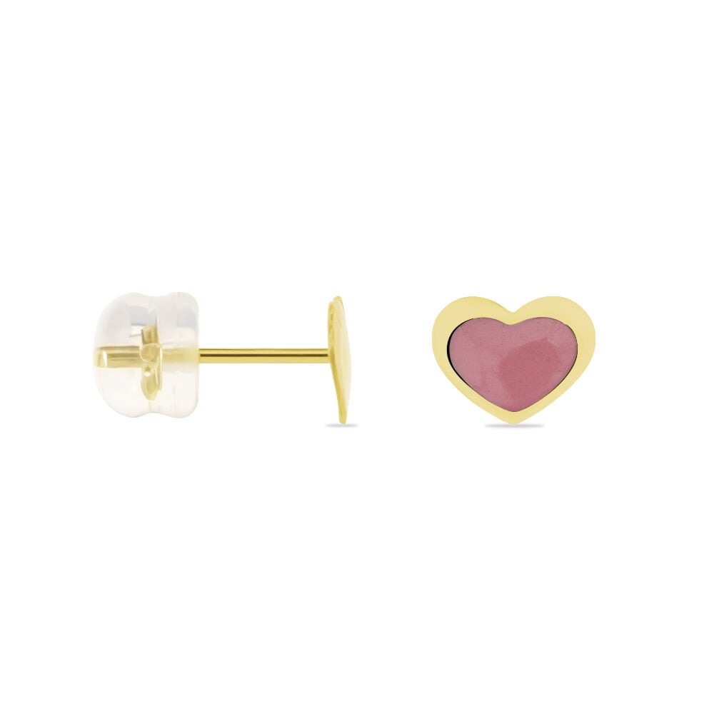 Boucles D'oreilles Puces Coeurs Or Jaune - Puces Enfant | Marc Orian