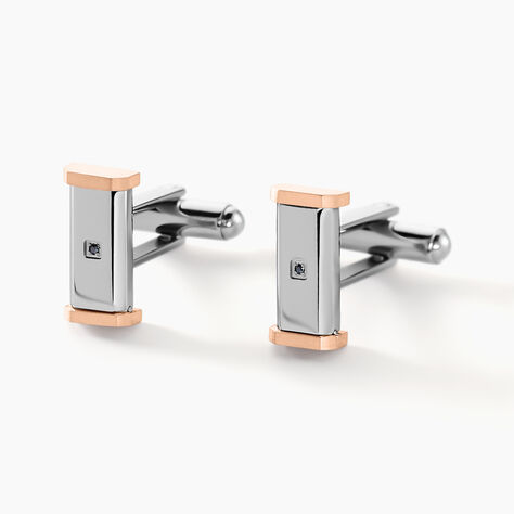 Boutons De Manchettes Dax Acier Bicolore Oxyde De Zirconium - Boutons de manchette Homme | Marc Orian
