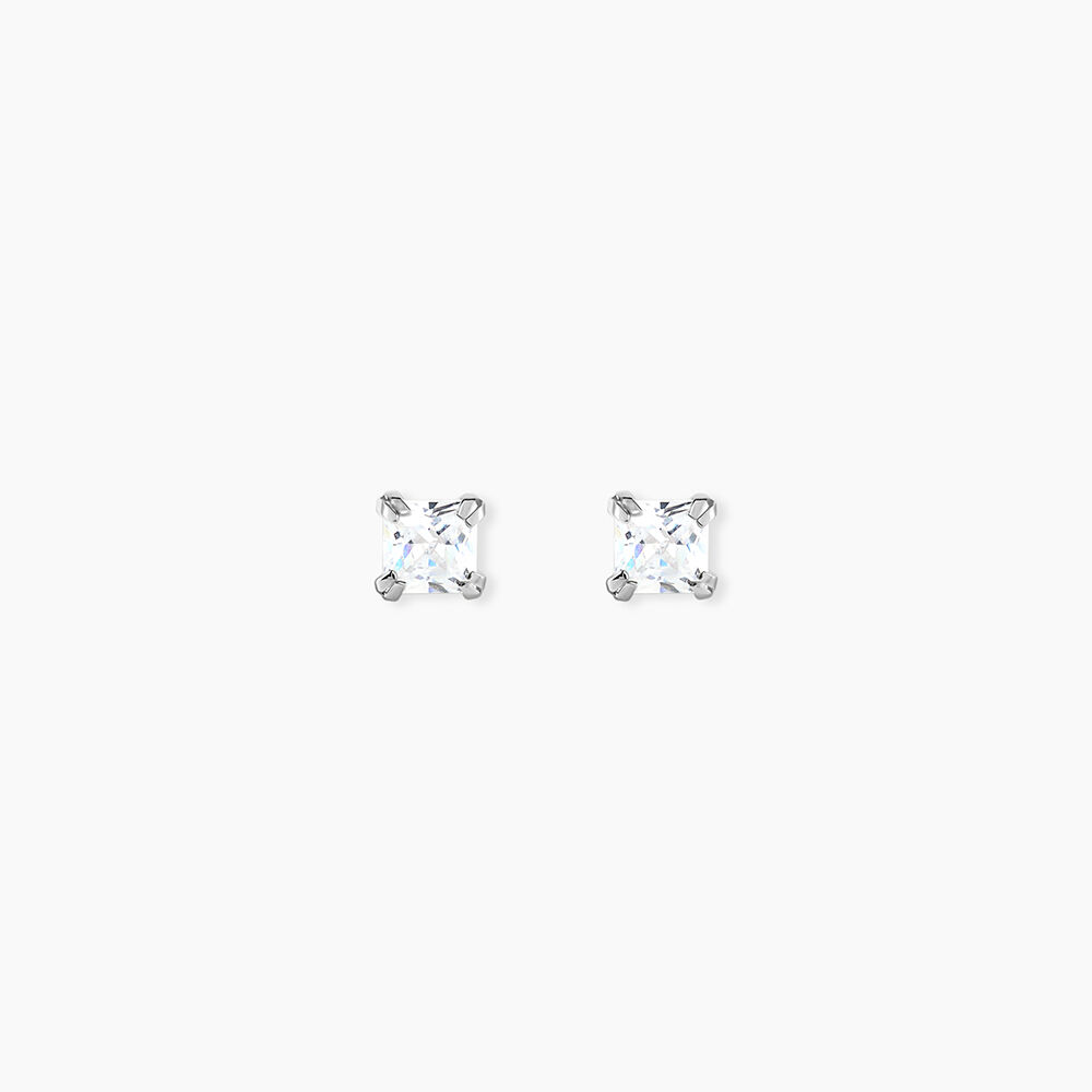 Boucles D'Oreilles Puces Iarfhlaith Or Blanc Oxyde De Zirconium - Puces Homme | Marc Orian