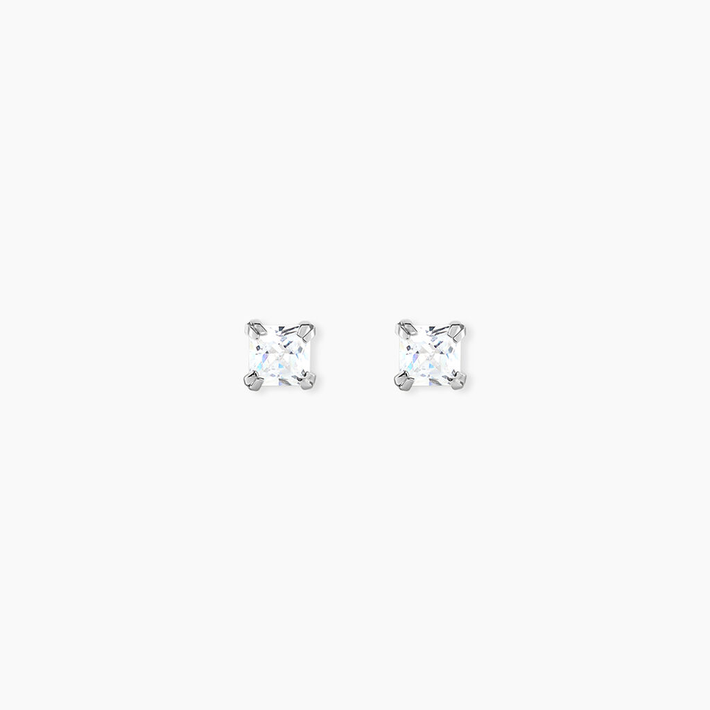 Boucles D'Oreilles Puces Iarfhlaith Or Blanc Oxyde De Zirconium - Puces Homme | Marc Orian