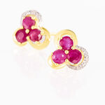 Boucles D'oreilles Puces Orchidea Or Jaune Diamant Et Rubis - Puces Femme | Marc Orian