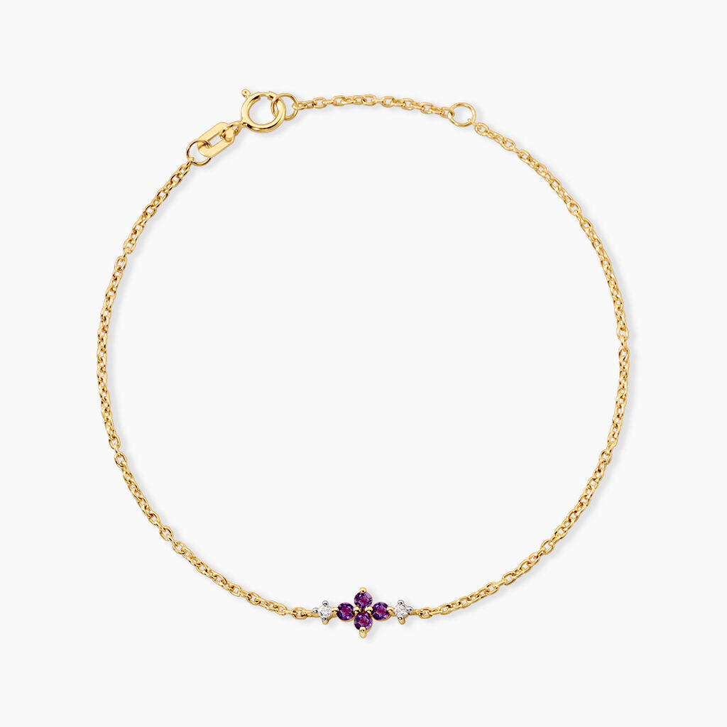 Bracelet Everett Argent Dor&eacute; A L'Or 750/1000 Am&eacute;thyste Oxyde De Zirconium - Bracelets cha&icirc;nes Femme | Marc Orian