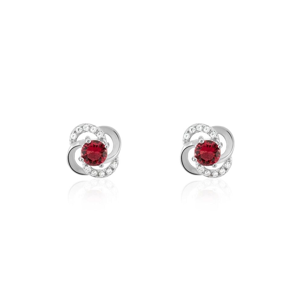 Boucles D'oreilles Puces Argent Blanc Clover Verre Oxydes De Zirconium - Puces Femme | Marc Orian