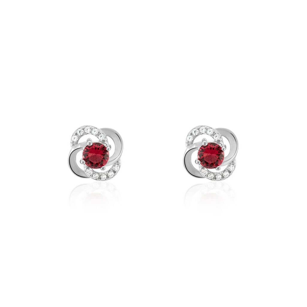 Boucles D'oreilles Puces Argent Blanc Clover Verre Oxydes De Zirconium - Puces Femme | Marc Orian