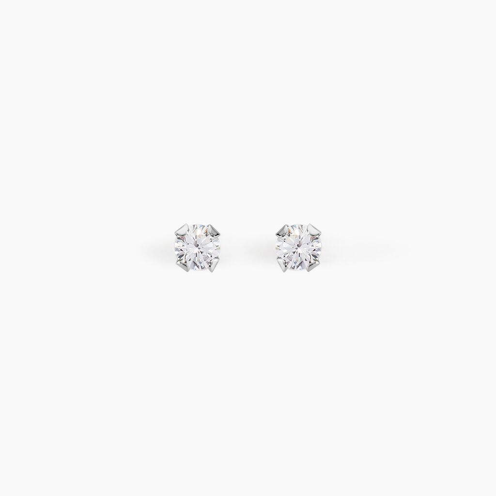 Boucles D'oreilles Puces Eddie Or Blanc Oxyde De Zirconium - Puces Femme | Marc Orian