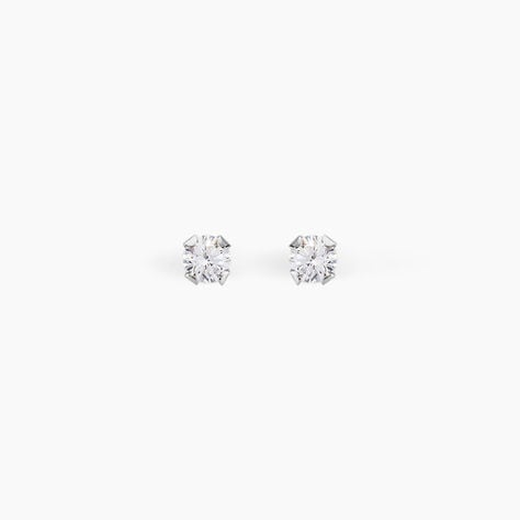 Boucles D'oreilles Puces Eddie Or Blanc Oxyde De Zirconium - Puces Femme | Marc Orian
