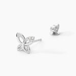 Boucles D'oreilles Puces Papillon Or Blanc Diamant - Puces Femme | Marc Orian