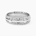 Alliance June 2 Rangs Diamantee Ruban Plat Or Blanc - Alliances duo Unisex | Marc Orian