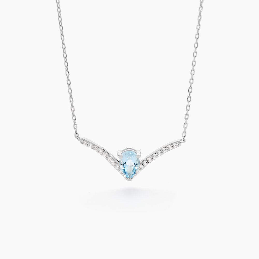 Collier Marlene Or Blanc Topaze Et Oxyde De Zirconium - Colliers avec pierres Femme | Marc Orian