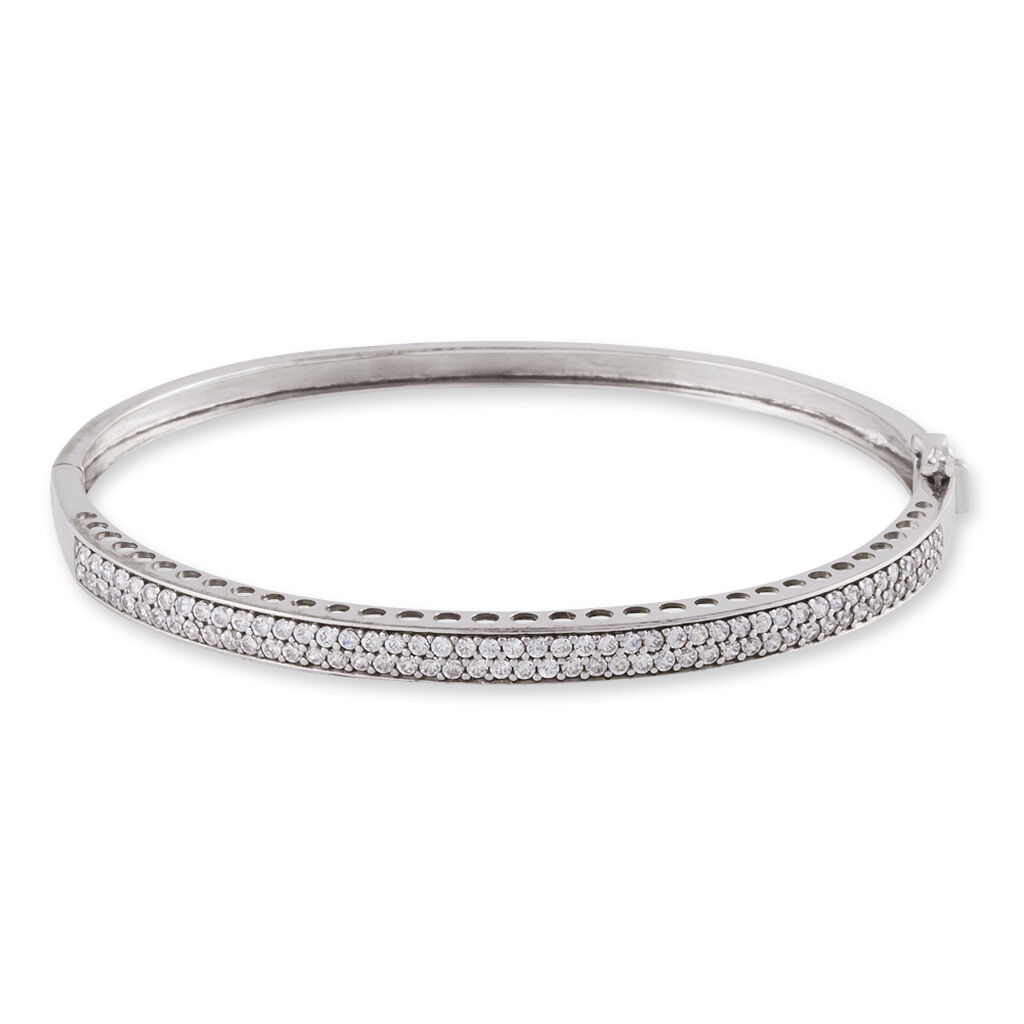 Bracelet Jonc Cl&eacute;lya Argent Blanc Oxyde De Zirconium - Bracelets joncs Femme | Marc Orian