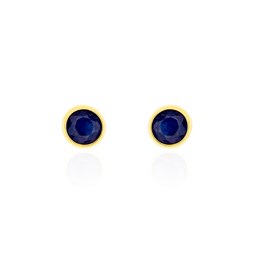 Boucles D'oreilles Puces Edy Serti Clos Or Jaune Saphir - Puces Femme | Marc Orian