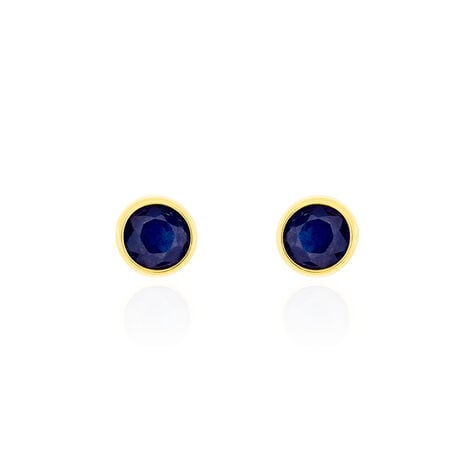 Boucles D'oreilles Puces Edy Serti Clos Or Jaune Saphir - Puces Femme | Marc Orian