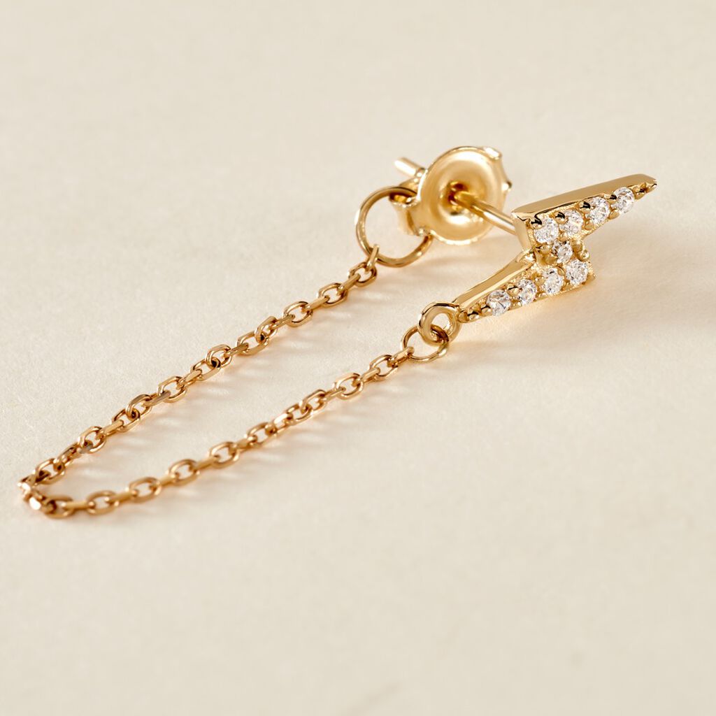 Boucle D'oreille Clip Faux Piercing Cartilage Plaqué Or 18K Avec 3 Cristaux - Marque Bijouxia