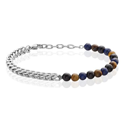 Bracelet Acier Blanc Calum œil De Tigre Onyx Agathe - Bracelets chaînes Homme | Marc Orian