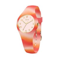 cadran doré fond rose bracelet silicone tricolore