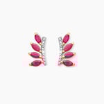 Boucles D'oreilles Puces Navette Or Jaune Rubis Diamant - Boucles d'oreilles mariage Femme | Marc Orian