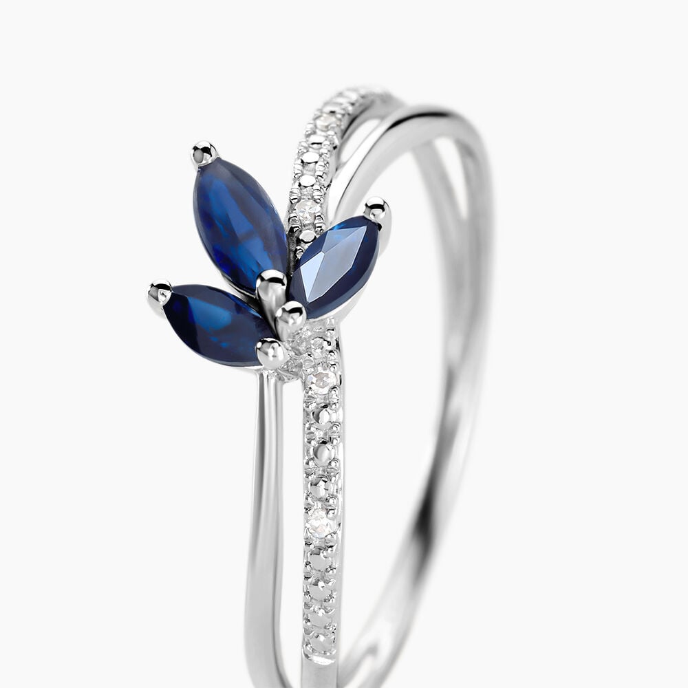 Bague Angie Or Blanc Saphir Diamant - Solitaires Femme | Marc Orian