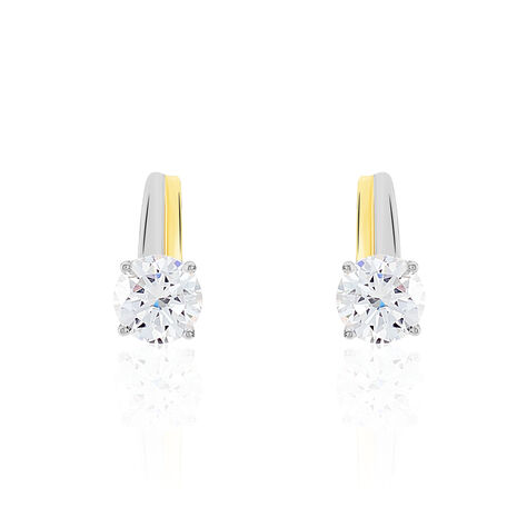 Boucles D'oreilles Puces Michele Or Bicolore Oxyde De Zirconium - Clous d'oreilles Femme | Marc Orian