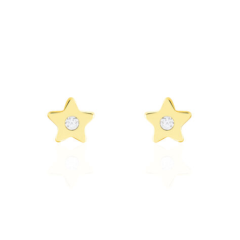Boucles D'oreilles Puces Hedera Etoile Or Jaune Oxyde De Zirconium - Clous d'oreilles Enfant | Marc Orian