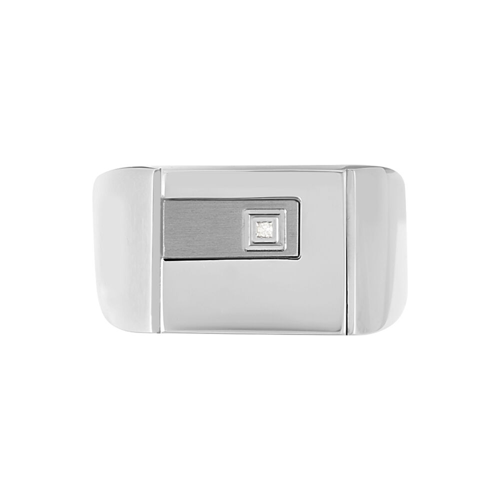 Chevalière Phebus Him Classique Acier Blanc Diamant - Chevalières Homme | Marc Orian