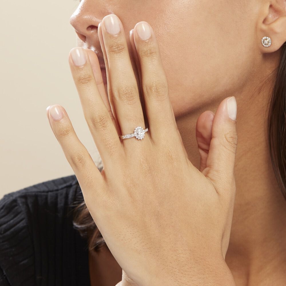 Bague Or Blanc Myles Diamants Synthétiques - Solitaires Femme | Marc Orian