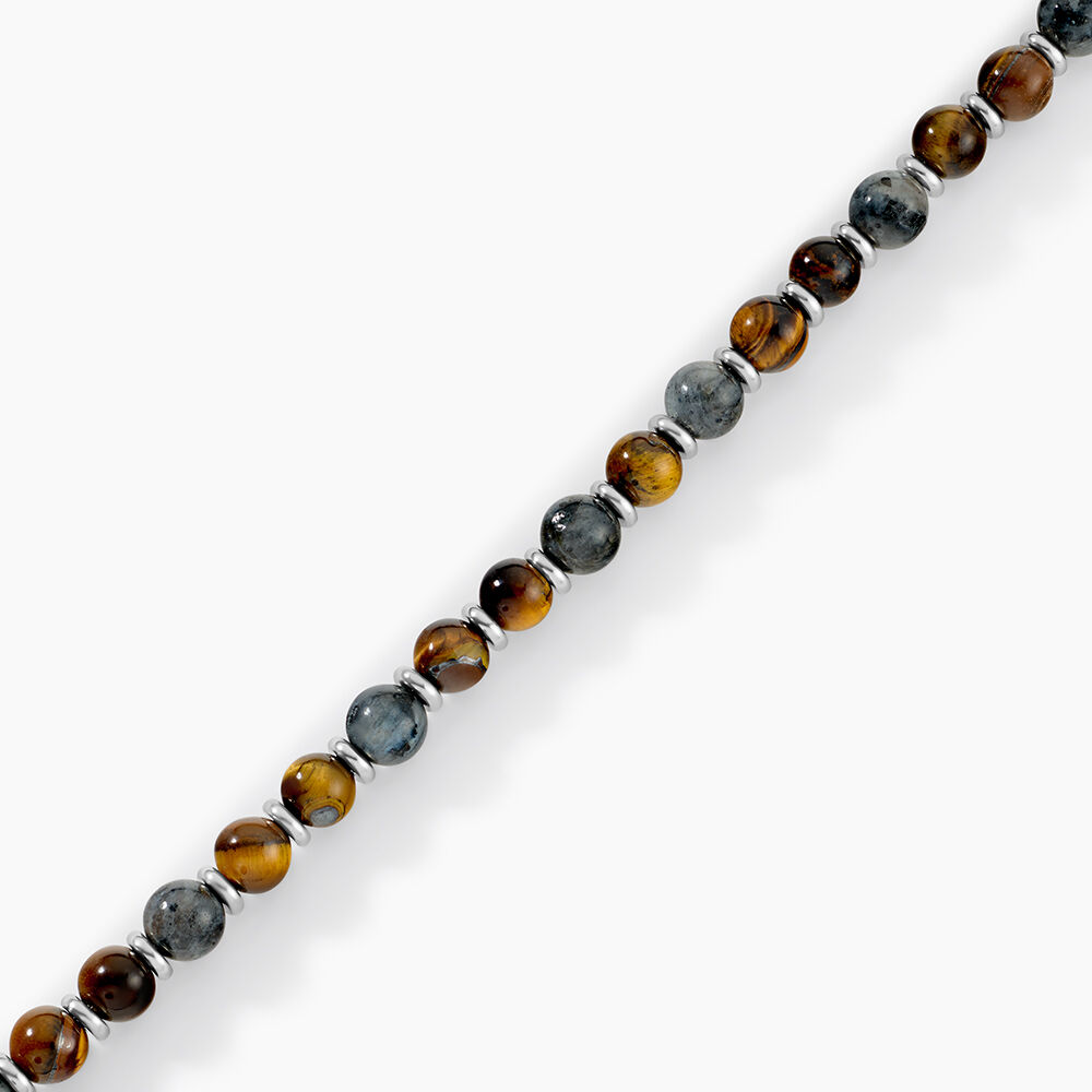 Bracelet Alex Acier Blanc Oeil De Tigre Labradorite - Bracelets cha&icirc;nes Homme | Marc Orian
