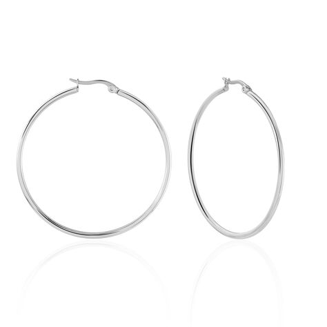 Créoles Carmela Acier Blanc - Boucles d'oreilles Créoles Femme | Marc Orian