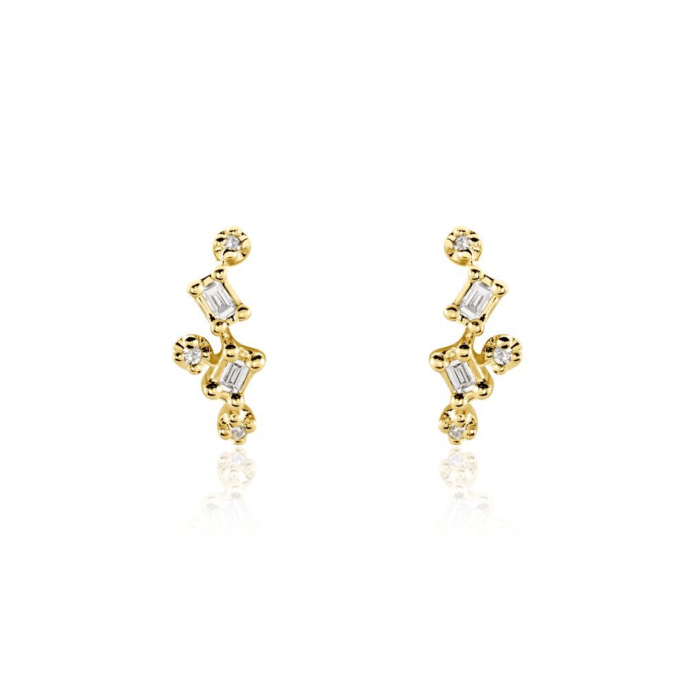Boucles D'oreilles Puces Joy Or Jaune Diamant -  Femme | Marc Orian