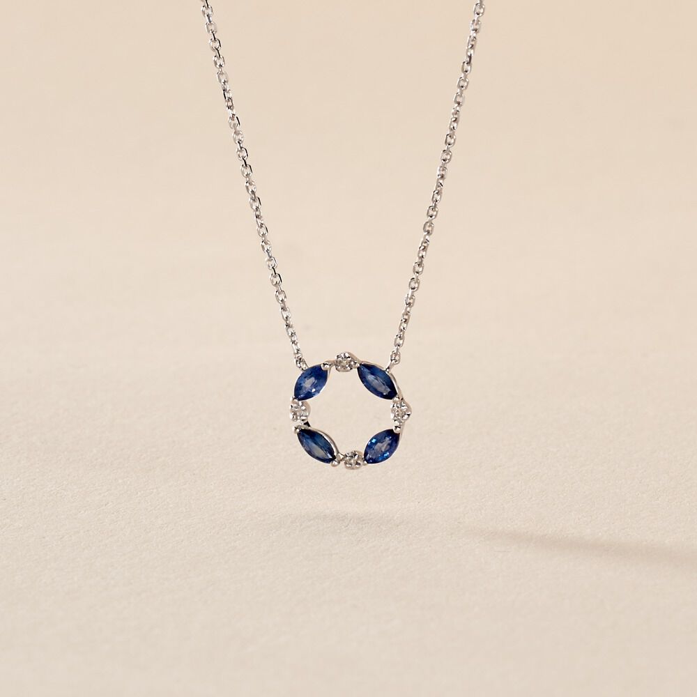 Collier Arlina Or Blanc Saphir Et Diamant - Colliers avec pierres Femme | Marc Orian