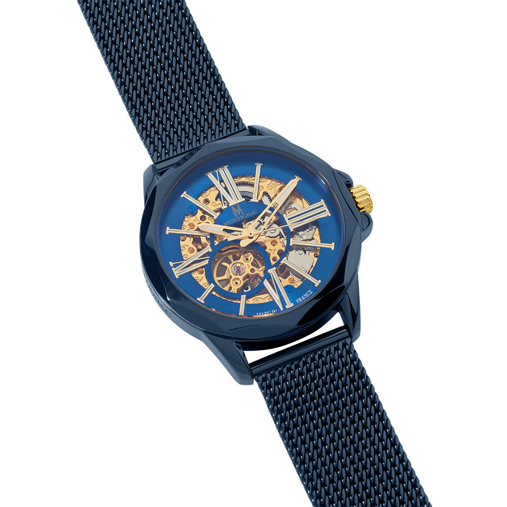 Montre Montignac Round Auto Bleu - Montres automatiques Homme | Marc Orian