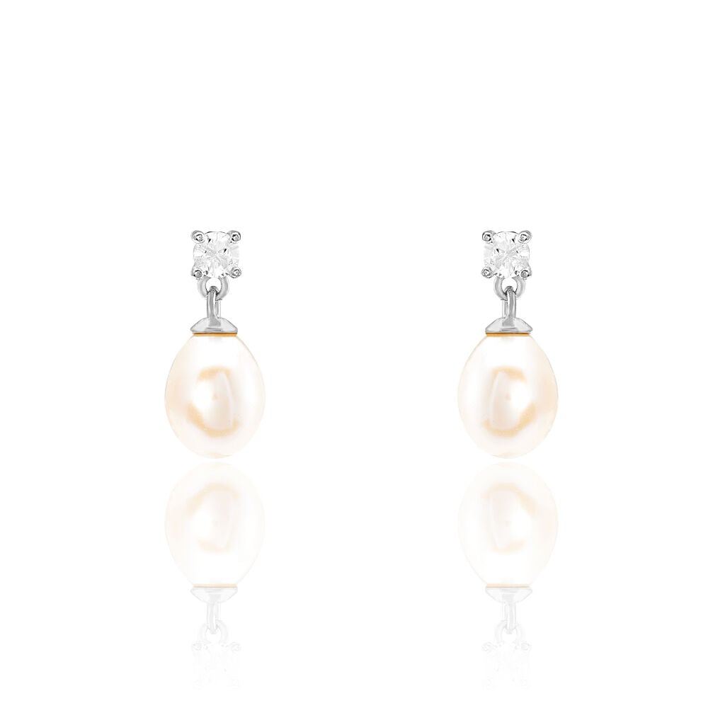 Boucles D'oreilles Pendantes Dolores Argent  Perle De Culture Et Oxyde - Pendantes Femme | Marc Orian