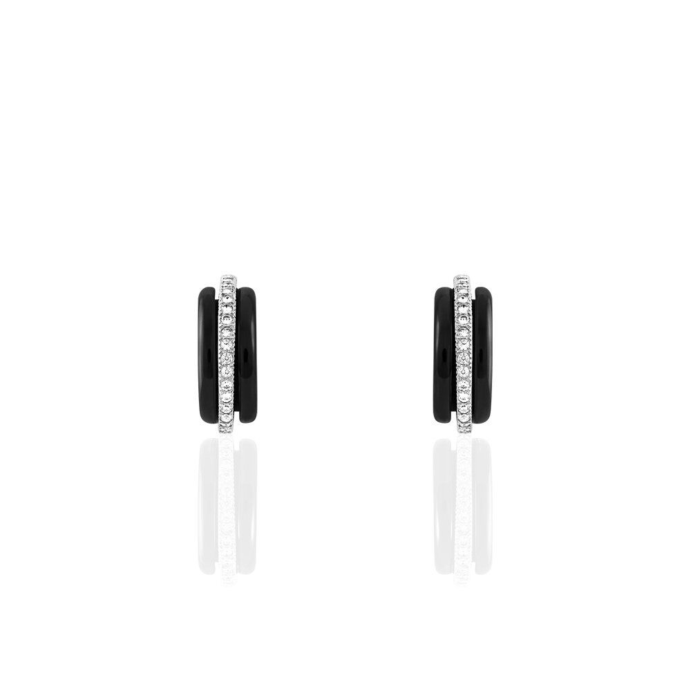Créoles Noci Demi Cercle Argent Blanc Céramique Et Oxyde De Zirconium - Créoles Femme | Marc Orian