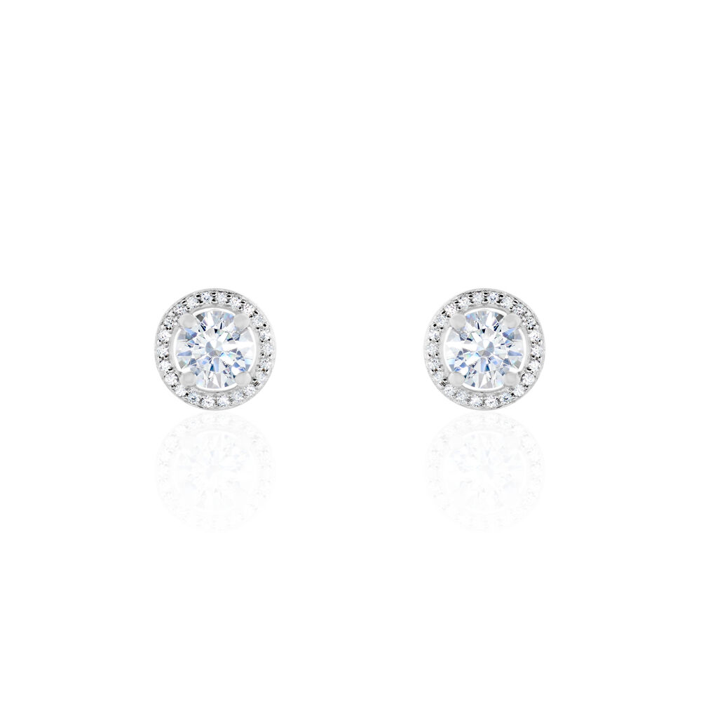 Boucles D'oreilles Puces Stelila Or Blanc Oxyde De Zirconium - Puces Femme | Marc Orian