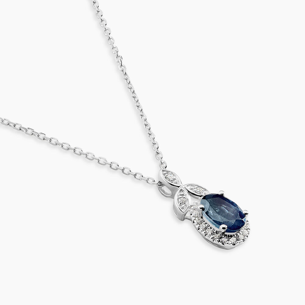 Collier Cloee Or Blanc Saphir Et Diamant - Colliers avec pierres Femme | Marc Orian