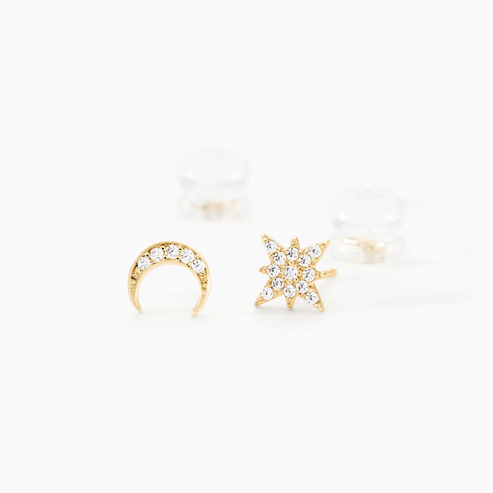 Boucles D'oreilles Dépareillées Munroe Or Jaune Oxyde De Zirconium - Boucles d'oreilles ete Femme | Marc Orian