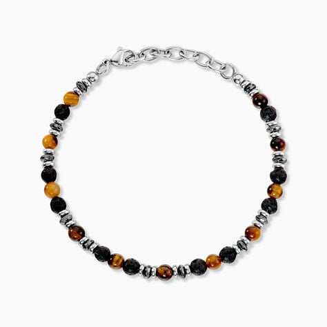 Bracelet Saul Acier Blanc Onyx Oeil De Tigre H&eacute;matite - Bracelets cha&icirc;nes Homme | Marc Orian