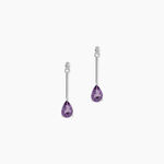 Boucles D'oreilles Pendantes Goutte Or Blanc Amethyste - Pendantes Femme | Marc Orian