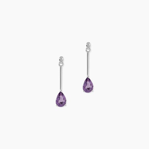 Boucles D'oreilles Pendantes Goutte Or Blanc Amethyste - Pendantes Femme | Marc Orian