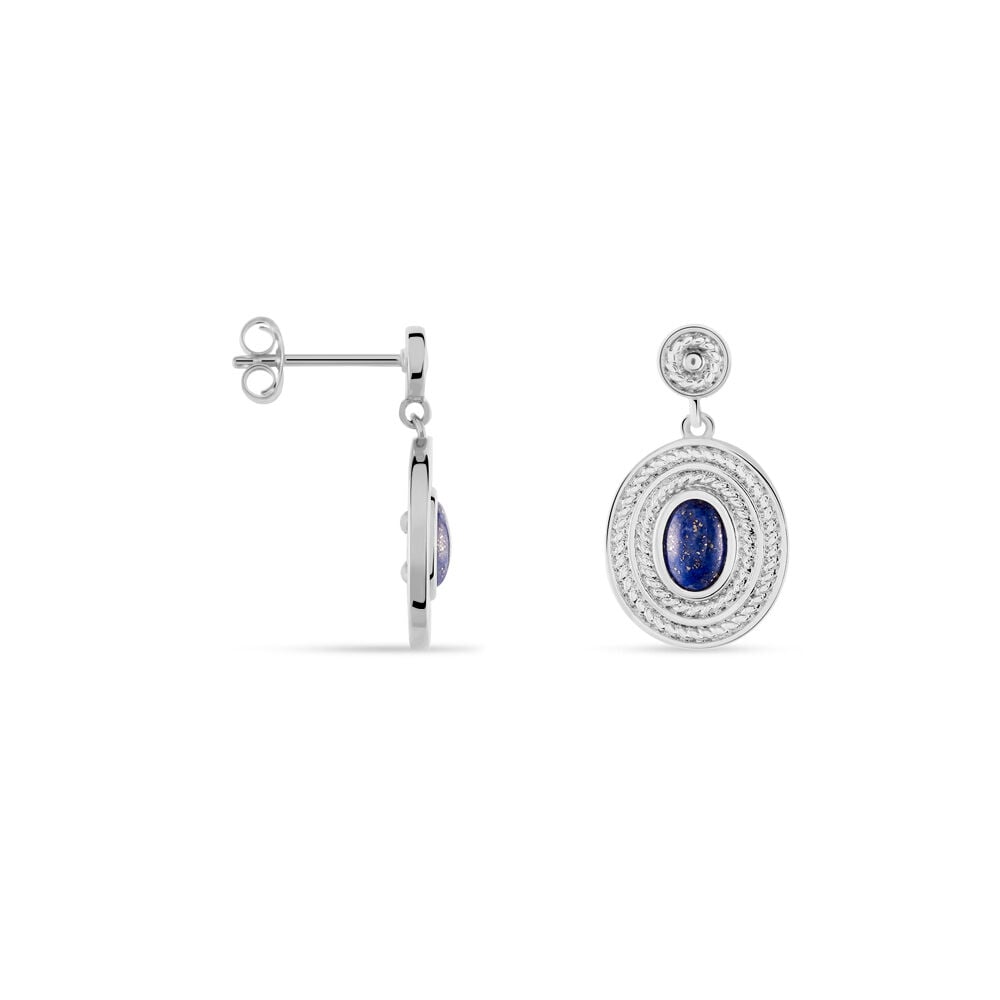 Boucles D'oreilles Pendantes Takara Argent Blanc Lapis Lazuli - Pendantes Femme | Marc Orian