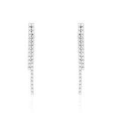 Boucles D'oreilles Pendantes Charline Or Blanc Oxyde De Zirconium - Boucles d'oreilles Pendantes Femme | Marc Orian