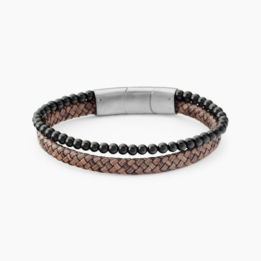 Bracelet Jourdan Cuir De Vache Marron Onyx - Bracelets cuir Homme | Marc Orian