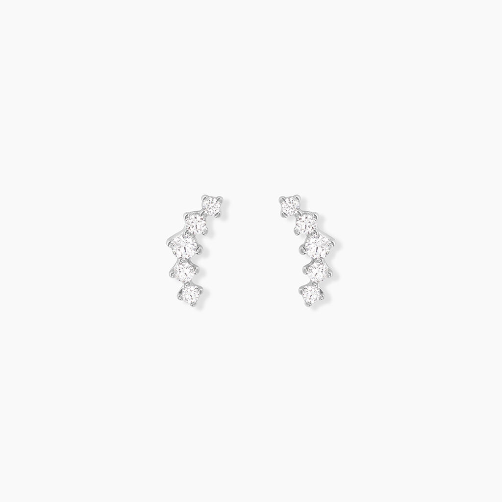 Boucles D'oreilles Puces Elinore Argent Blanc Oxyde De Zirconium - Puces Femme | Marc Orian
