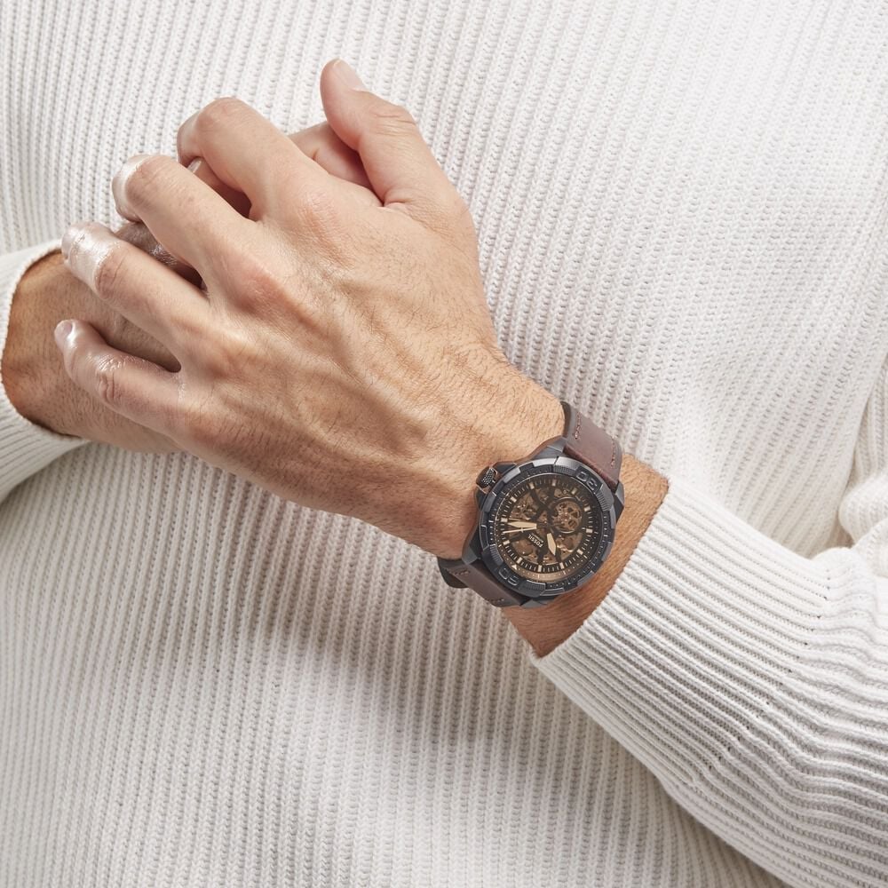 Montre Fossil Bronson 44 Marron - Montres automatiques Homme | Marc Orian