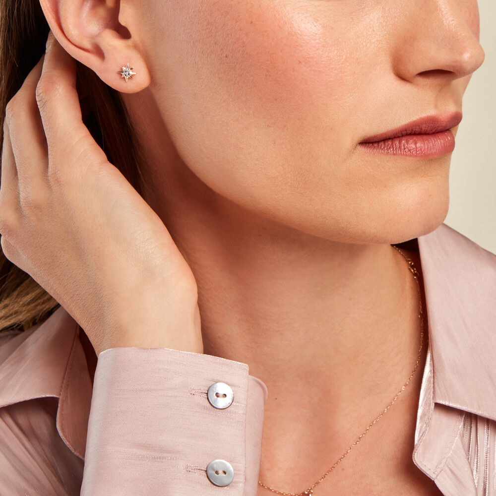Boucles D'oreilles Puces Vangelis Or Jaune Diamant -  Femme | Marc Orian