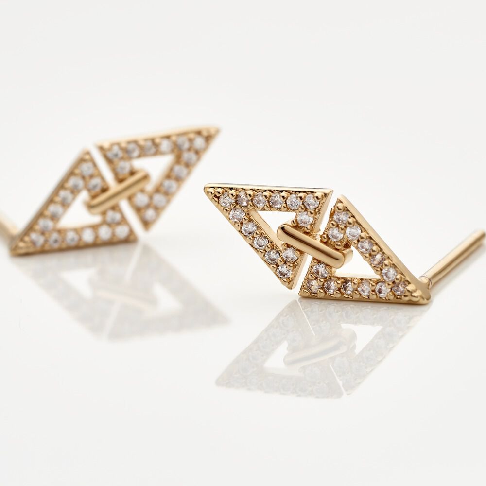 Boucles D'oreilles Izia Plaqué Or Jaune Oxydes De Zirconium - Puces Femme | Marc Orian