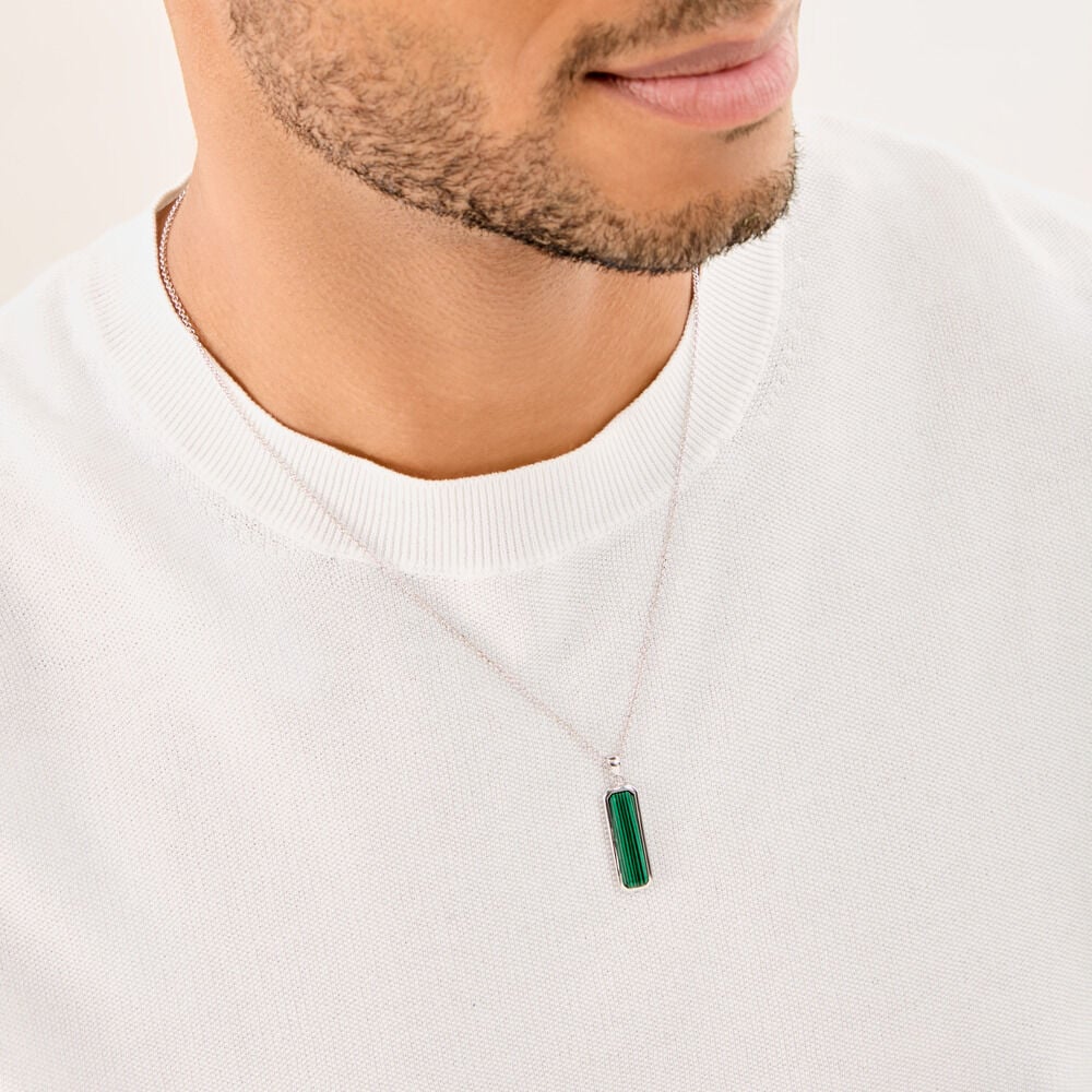 Collier Leandre Argent Blanc Malachite - Colliers avec pierres Homme | Marc Orian
