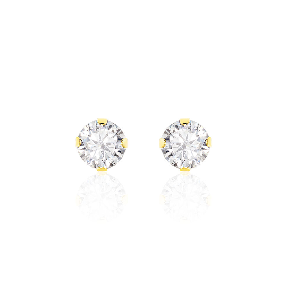 Boucles D'oreilles Puces Eddie Or Jaune Oxyde De Zirconium - Puces Femme | Marc Orian