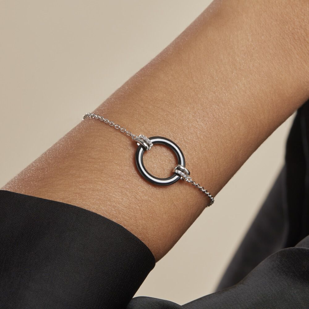 Bracelet Bertillianne Argent Blanc Céramique Et Oxyde De Zirconium - Bracelets chaînes Femme | Marc Orian