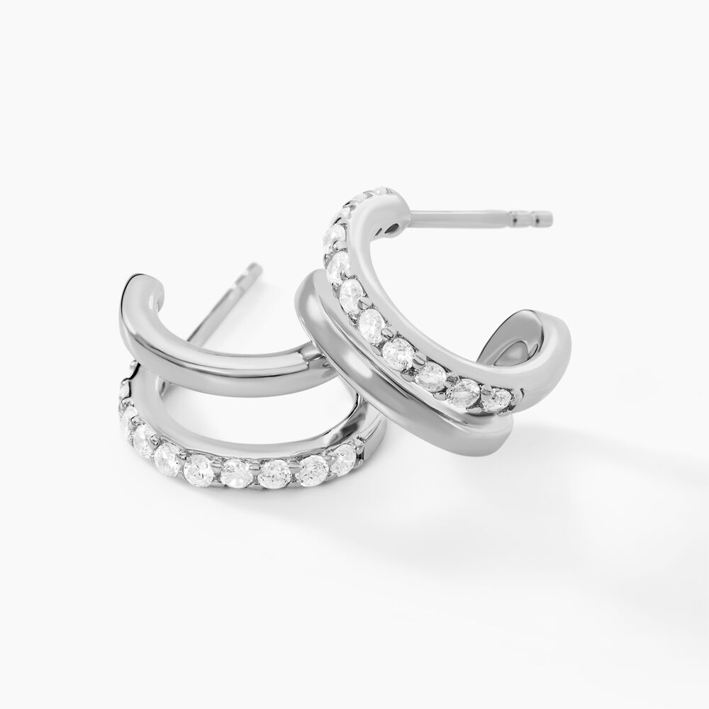 Créoles Noalie Argent Blanc Oxyde De Zirconium - Créoles Femme | Marc Orian