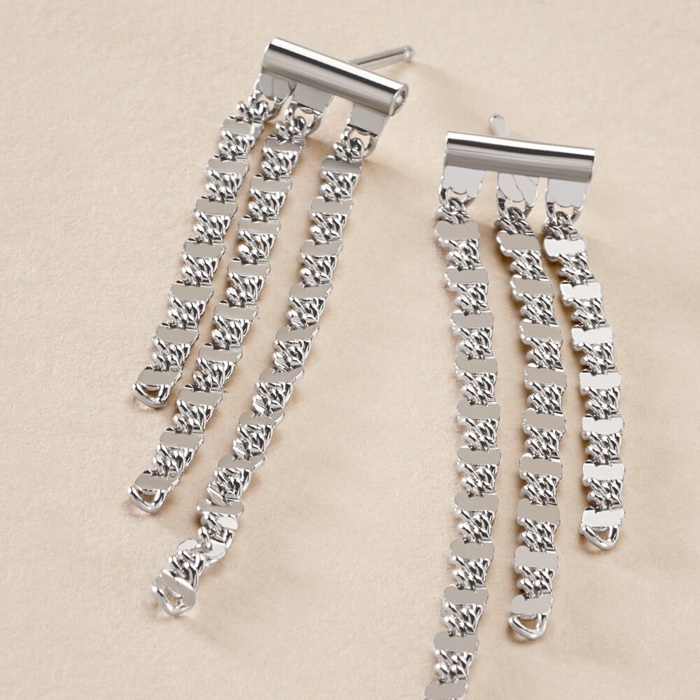 Boucles D'oreilles Pendantes Nissa Argent Blanc - Pendantes Femme | Marc Orian
